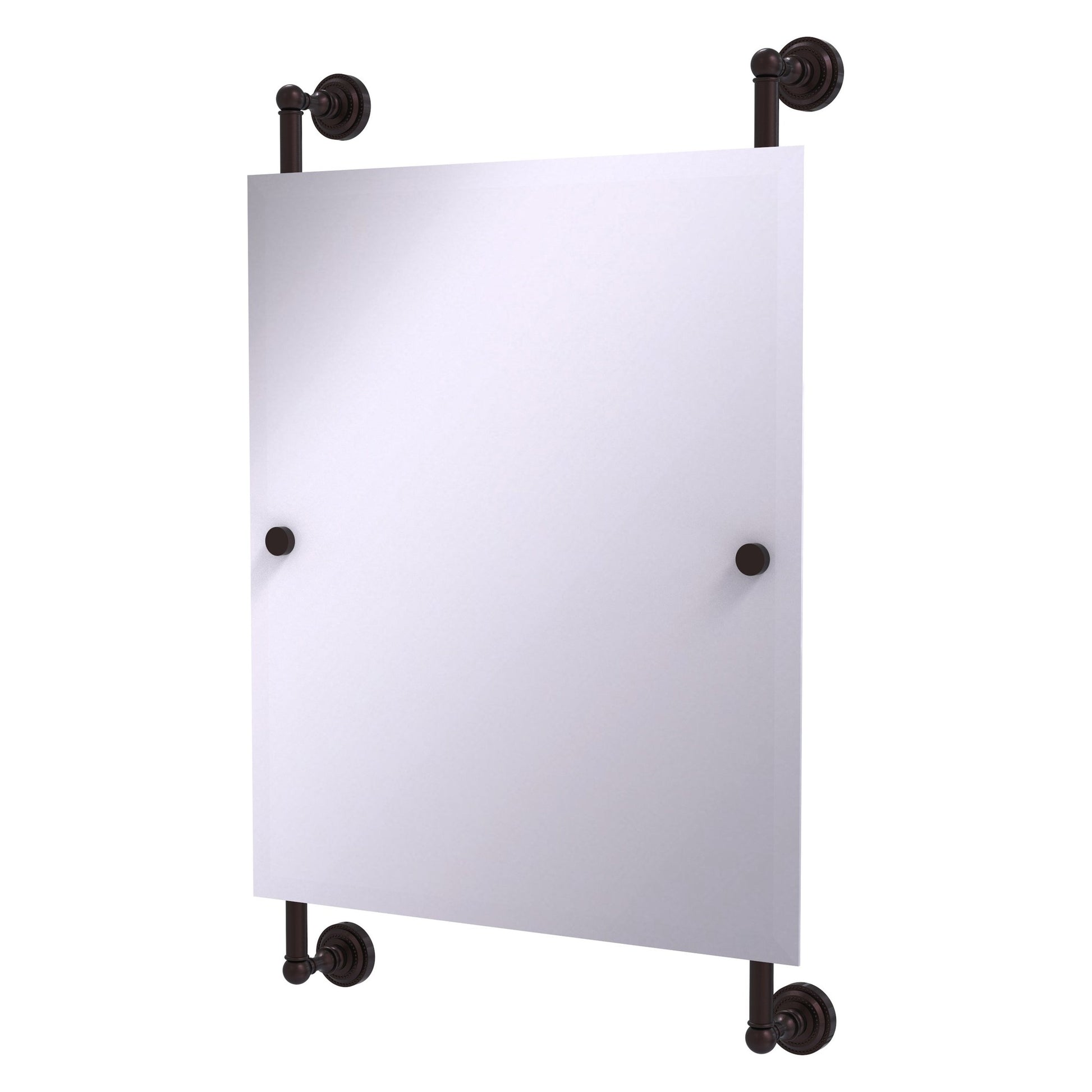 Allied Brass Dottingham 21" x 3.8" Antique Bronze Solid Brass Rectangular Frameless Rail Mounted Mirror