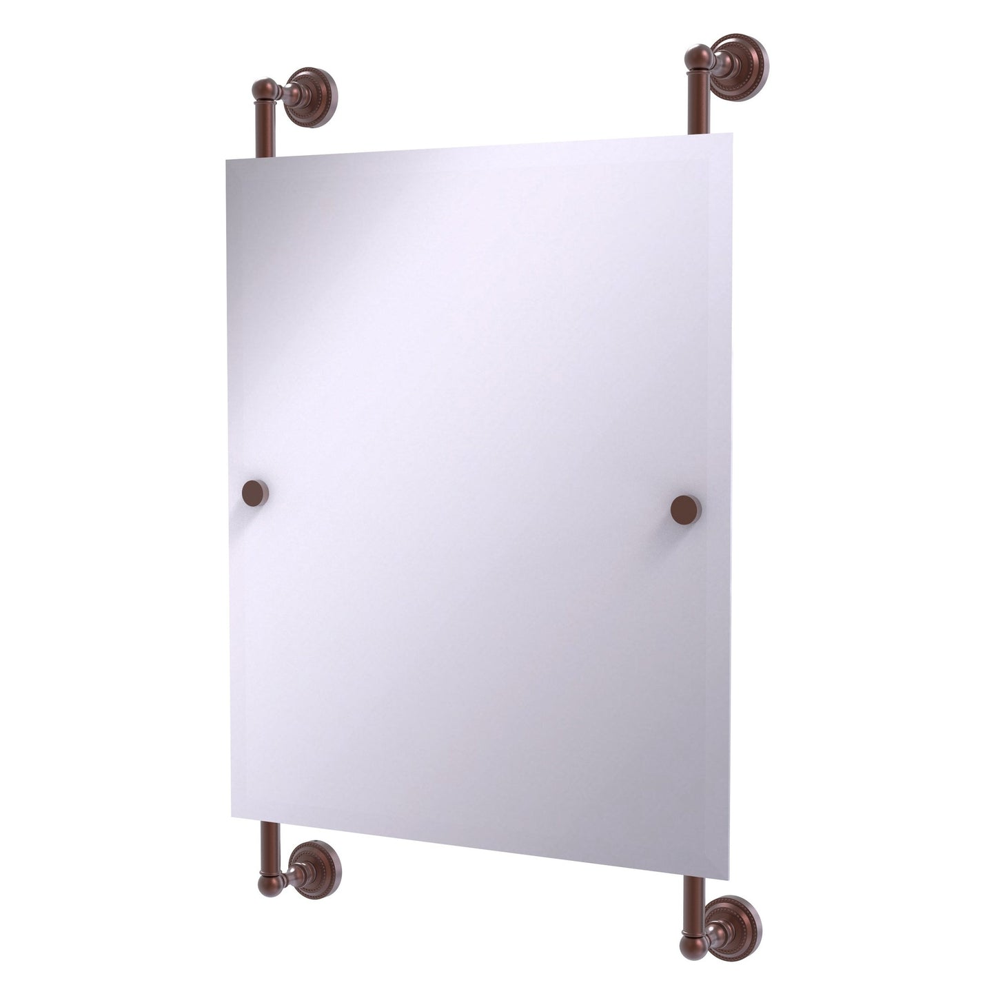 Allied Brass Dottingham 21" x 3.8" Antique Copper Solid Brass Rectangular Frameless Rail Mounted Mirror