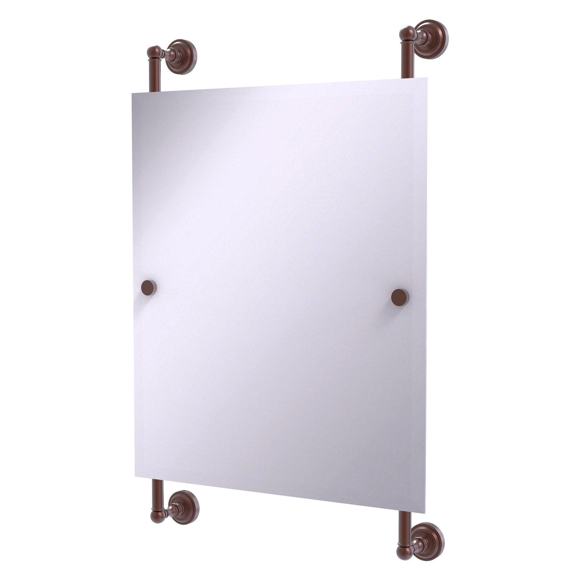 Allied Brass Dottingham 21" x 3.8" Antique Copper Solid Brass Rectangular Frameless Rail Mounted Mirror