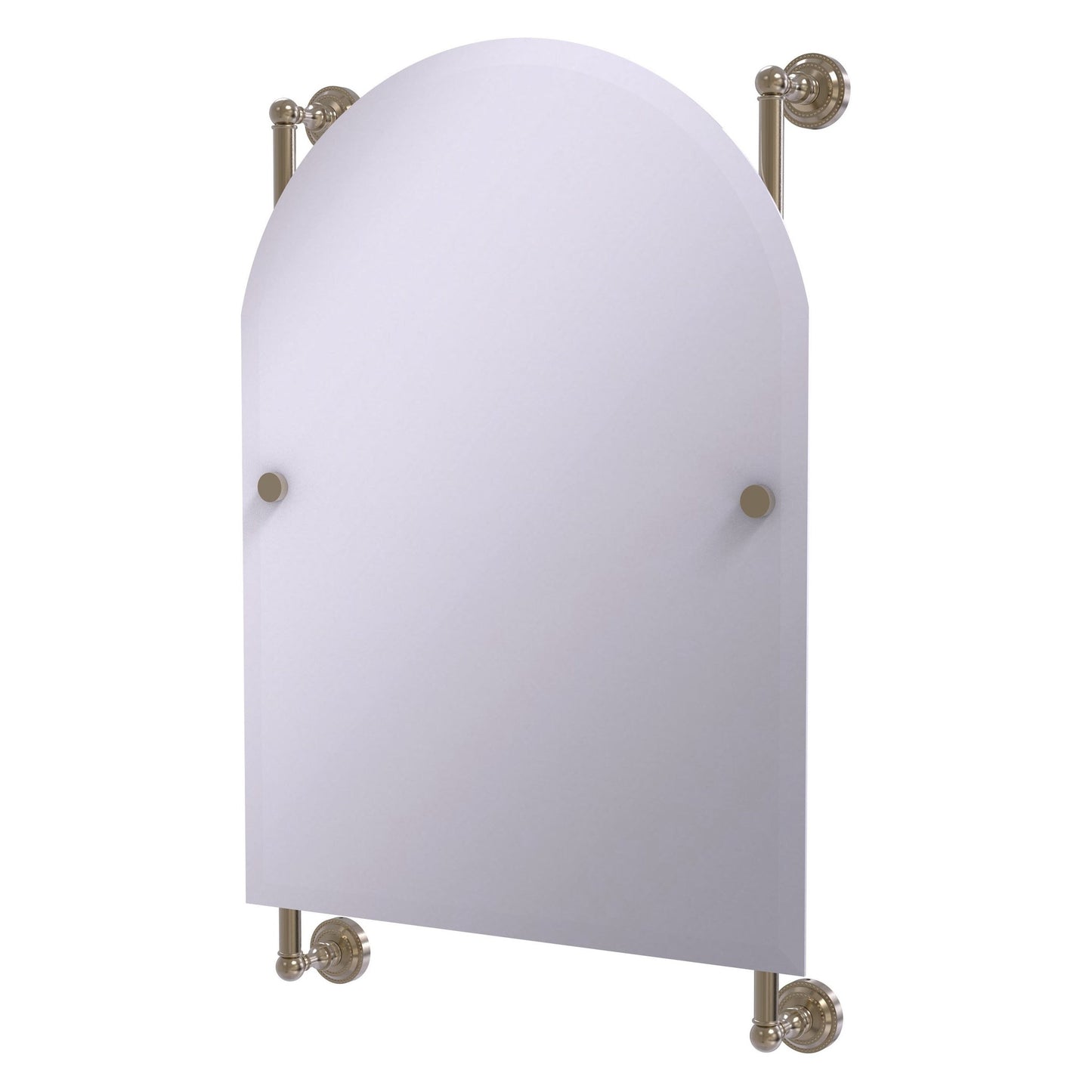 Allied Brass Dottingham 21" x 3.8" Antique Pewter Solid Brass Arched-Top Frameless Rail Mounted Mirror
