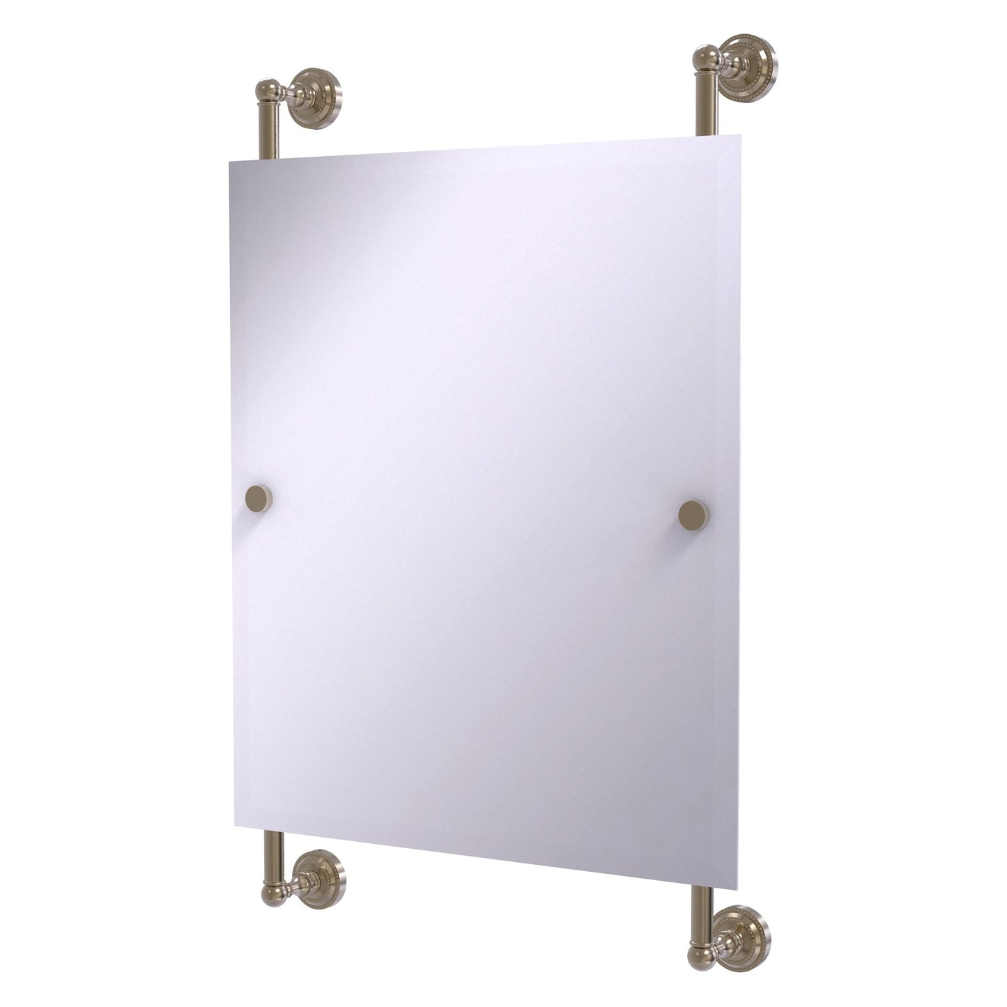 Allied Brass Dottingham 21" x 3.8" Antique Pewter Solid Brass Rectangular Frameless Rail Mounted Mirror