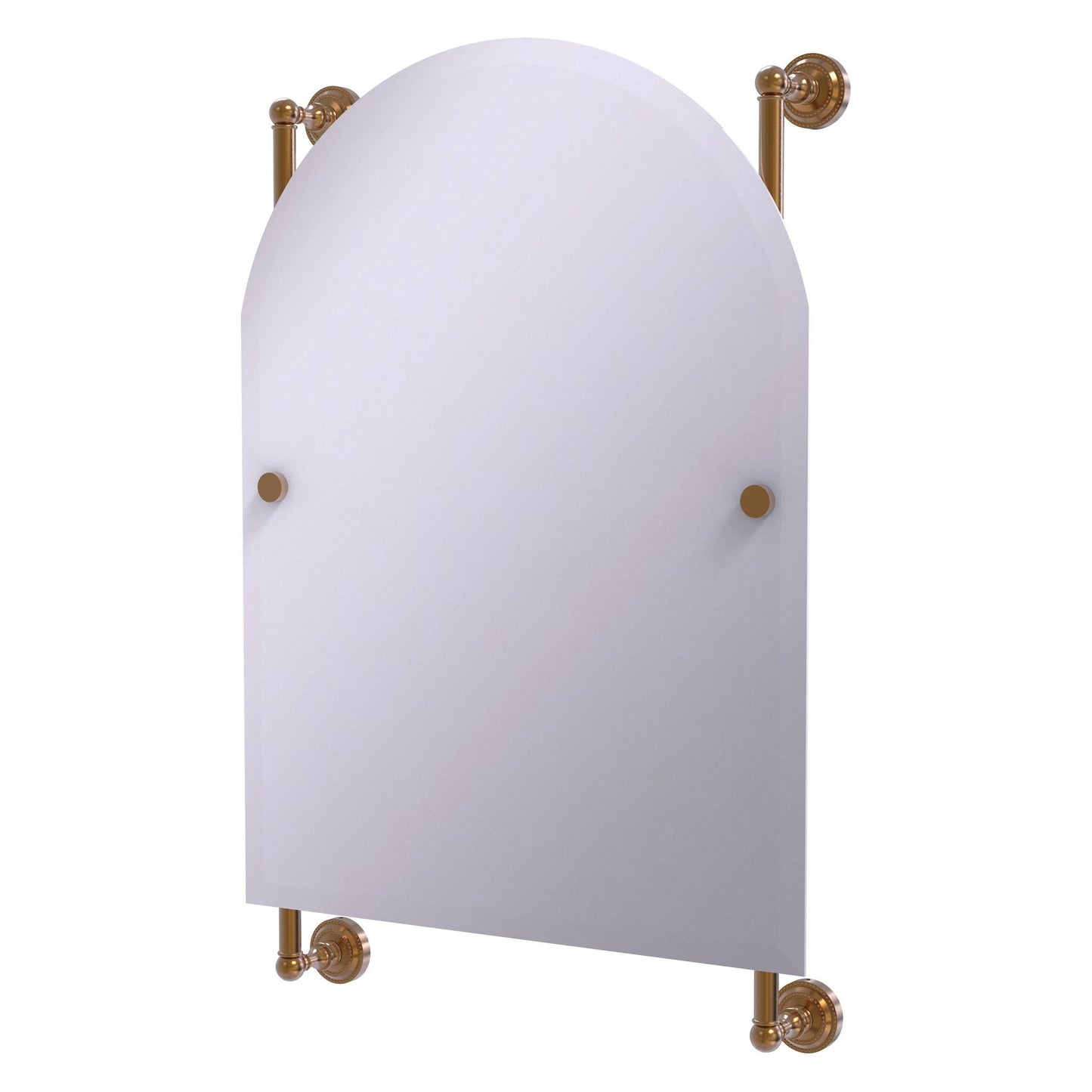 Allied Brass Dottingham 21" x 3.8" Brushed Bronze Solid Brass Arched-Top Frameless Rail Mounted Mirror