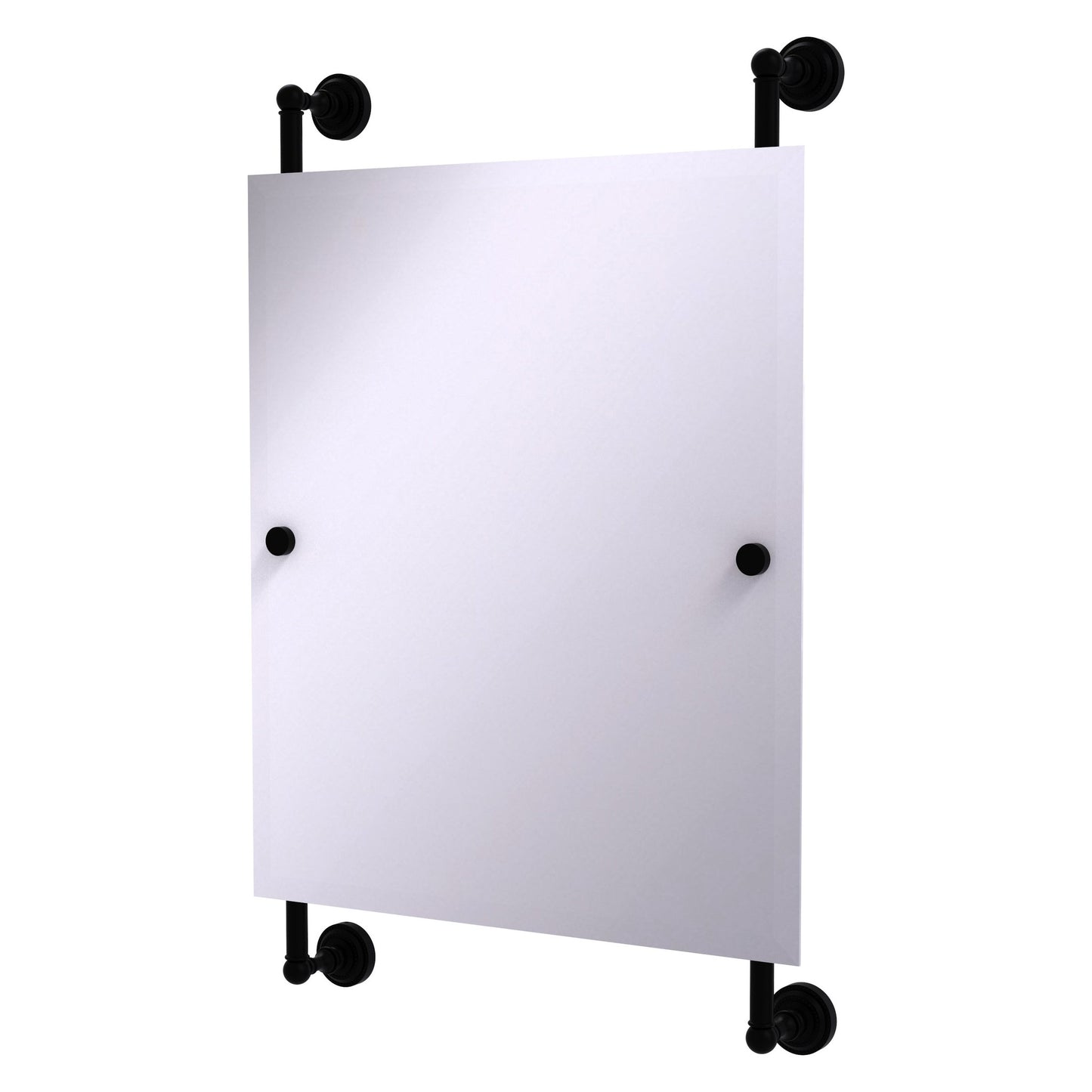 Allied Brass Dottingham 21" x 3.8" Matte Black Solid Brass Rectangular Frameless Rail Mounted Mirror
