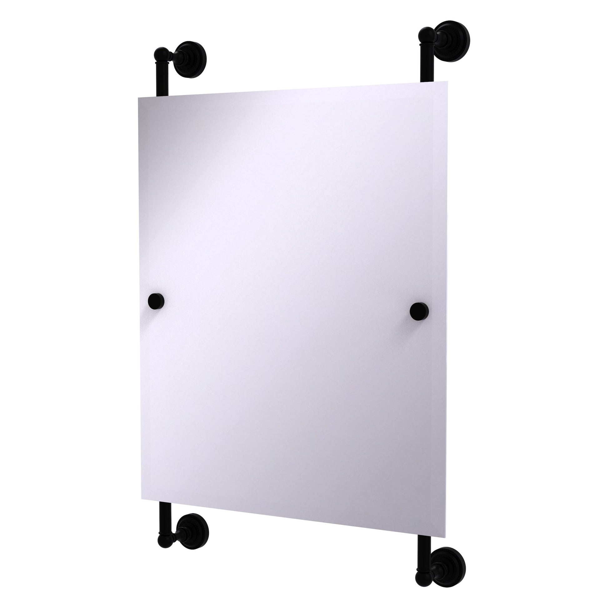 Allied Brass Dottingham 21" x 3.8" Matte Black Solid Brass Rectangular Frameless Rail Mounted Mirror