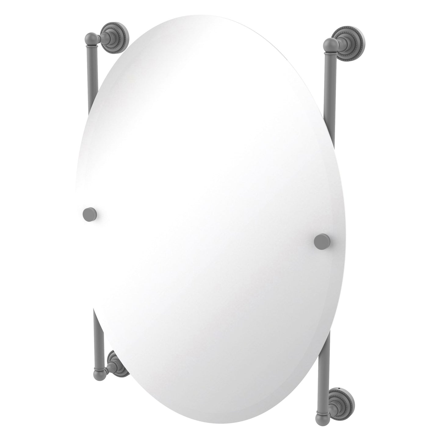 Allied Brass Dottingham 21" x 3.8" Matte Gray Solid Brass Oval Frameless Rail Mounted Mirror