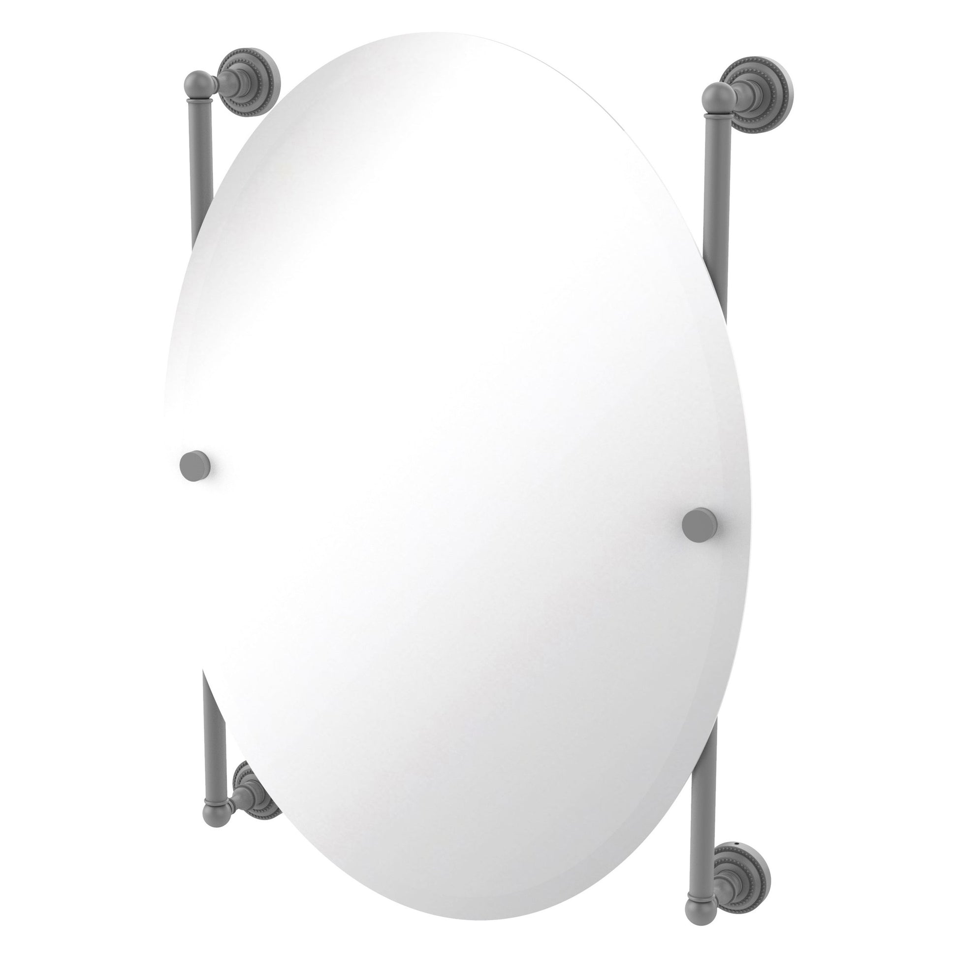 Allied Brass Dottingham 21" x 3.8" Matte Gray Solid Brass Oval Frameless Rail Mounted Mirror