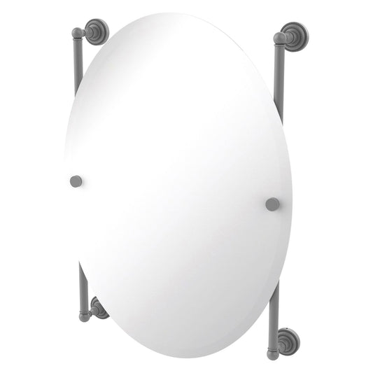 Allied Brass Dottingham 21" x 3.8" Matte Gray Solid Brass Oval Frameless Rail Mounted Mirror