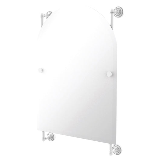 Allied Brass Dottingham 21" x 3.8" Matte White Solid Brass Arched-Top Frameless Rail Mounted Mirror