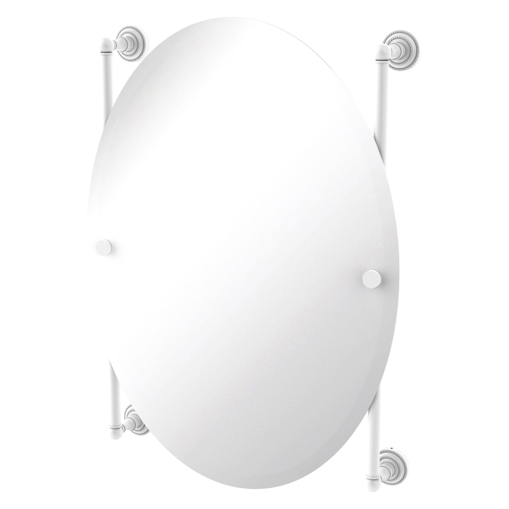 Allied Brass Dottingham 21" x 3.8" Matte White Solid Brass Oval Frameless Rail Mounted Mirror