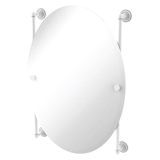 Allied Brass Dottingham 21" x 3.8" Matte White Solid Brass Oval Frameless Rail Mounted Mirror