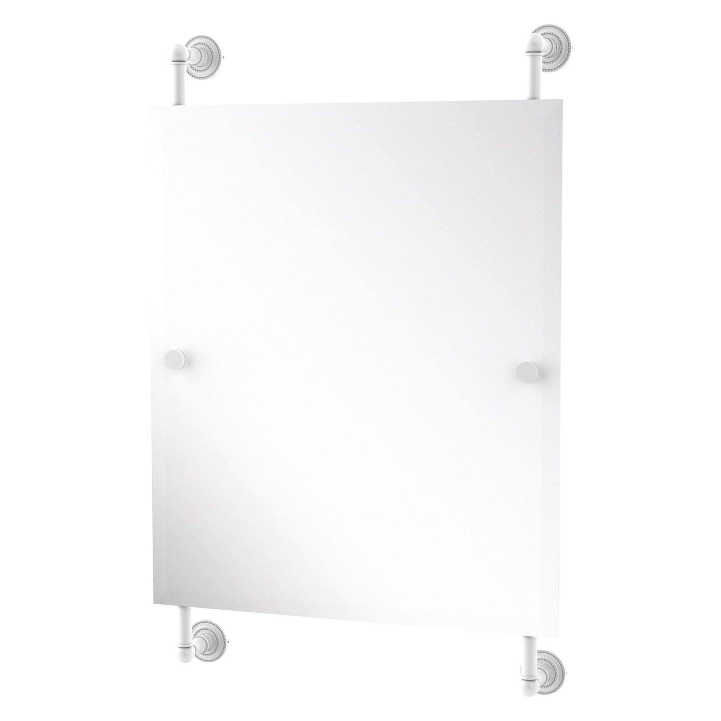 Allied Brass Dottingham 21" x 3.8" Matte White Solid Brass Rectangular Frameless Rail Mounted Mirror
