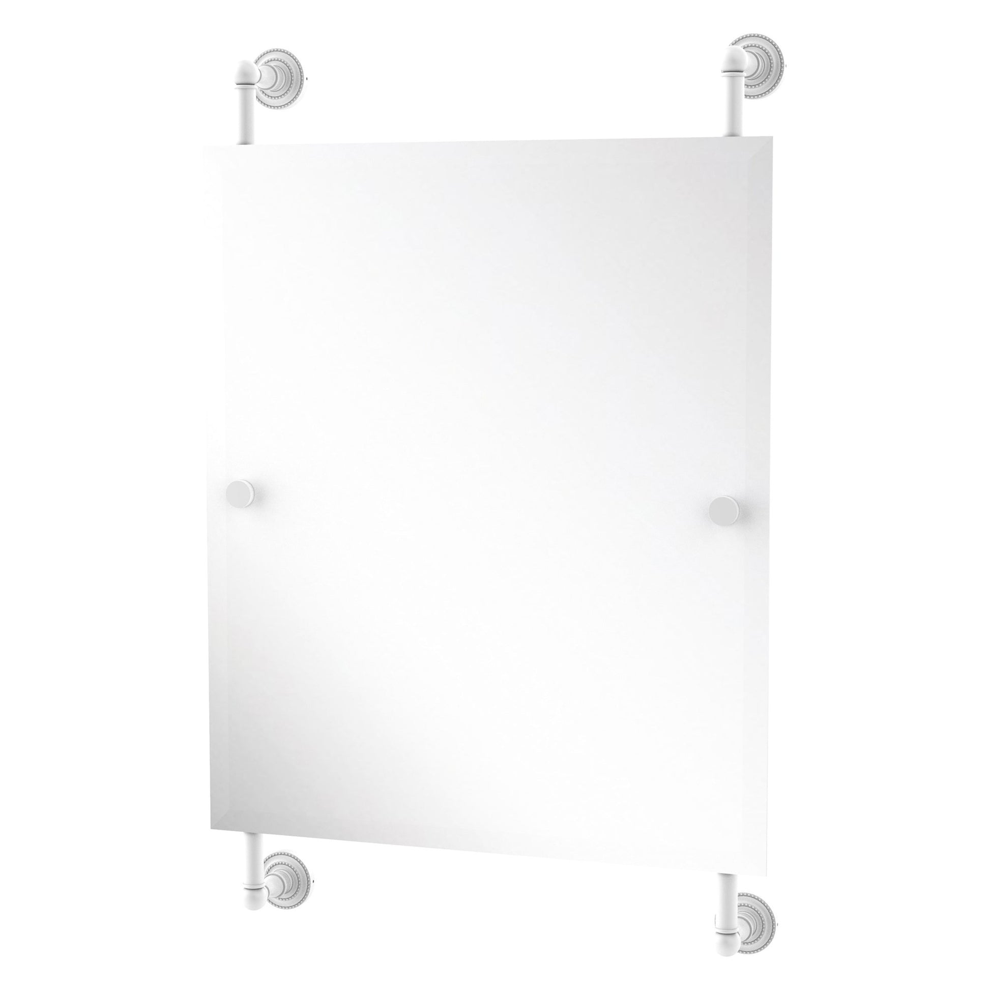 Allied Brass Dottingham 21" x 3.8" Matte White Solid Brass Rectangular Frameless Rail Mounted Mirror