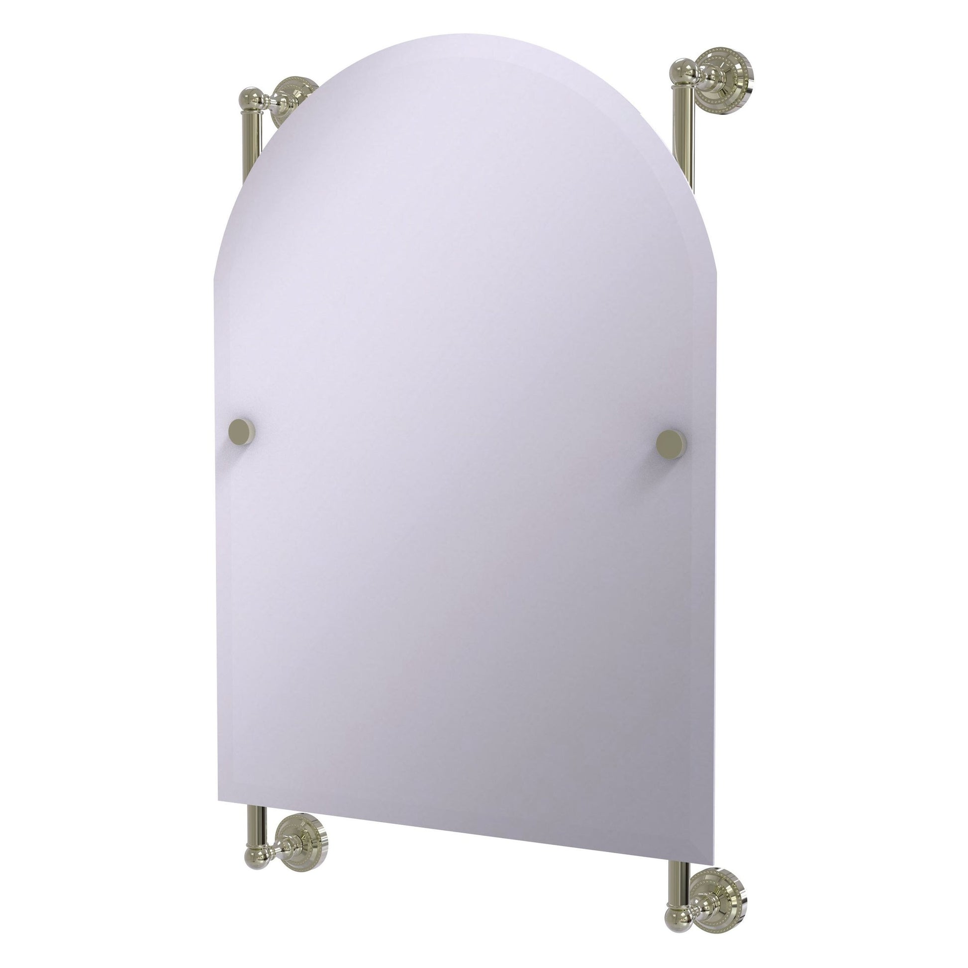 Allied Brass Dottingham 21" x 3.8" Polished Nickel Solid Brass Arched-Top Frameless Rail Mounted Mirror