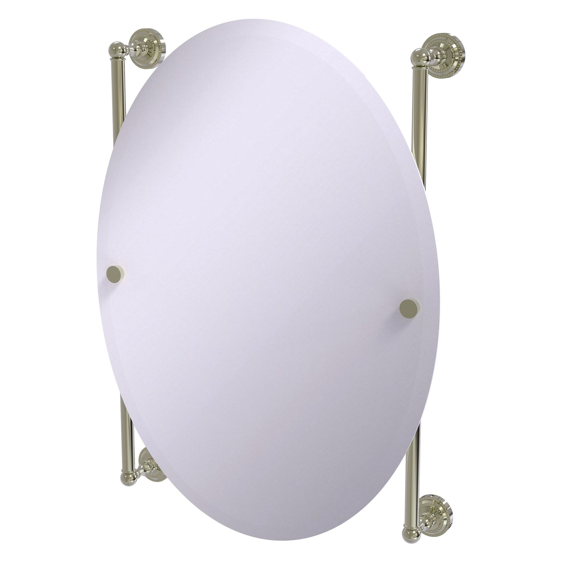 Allied Brass Dottingham 21" x 3.8" Polished Nickel Solid Brass Oval Frameless Rail Mounted Mirror