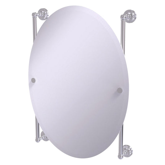 Allied Brass Dottingham 21" x 3.8" Satin Chrome Solid Brass Oval Frameless Rail Mounted Mirror