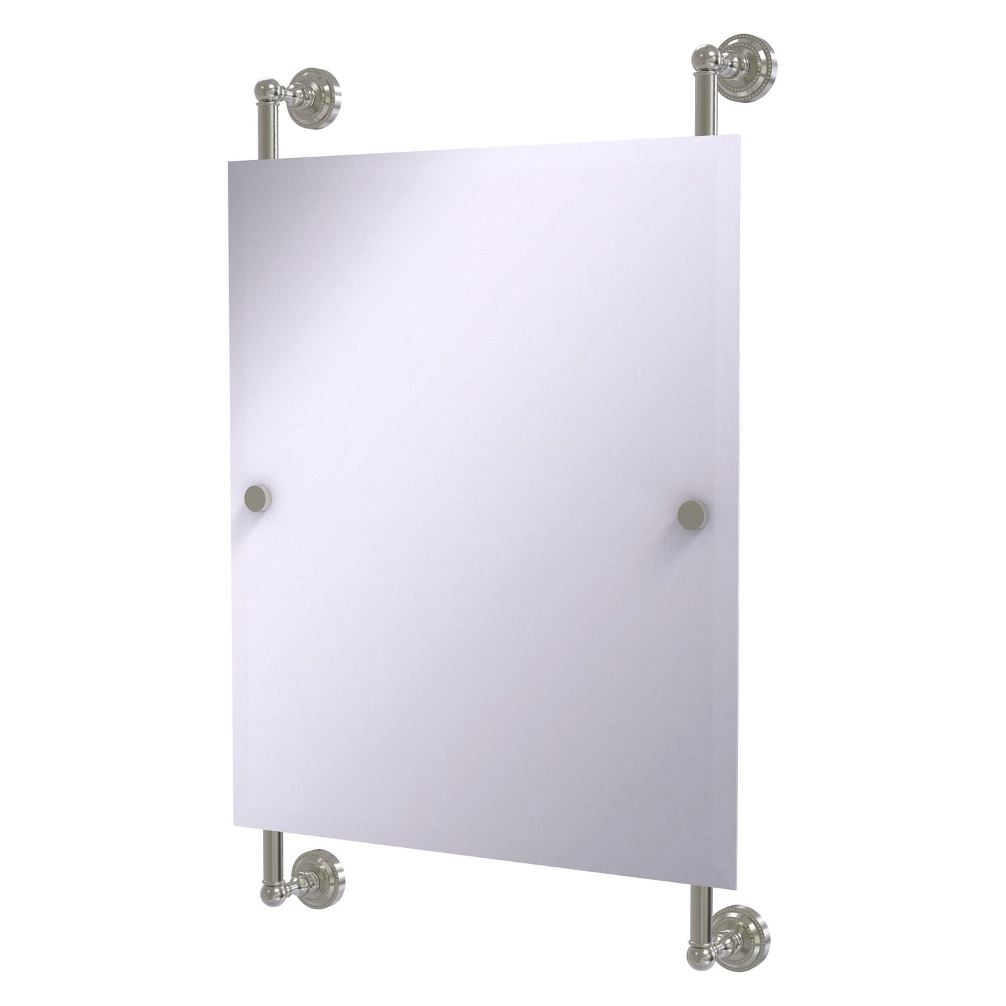 Allied Brass Dottingham 21" x 3.8" Satin Nickel Solid Brass Rectangular Frameless Rail Mounted Mirror