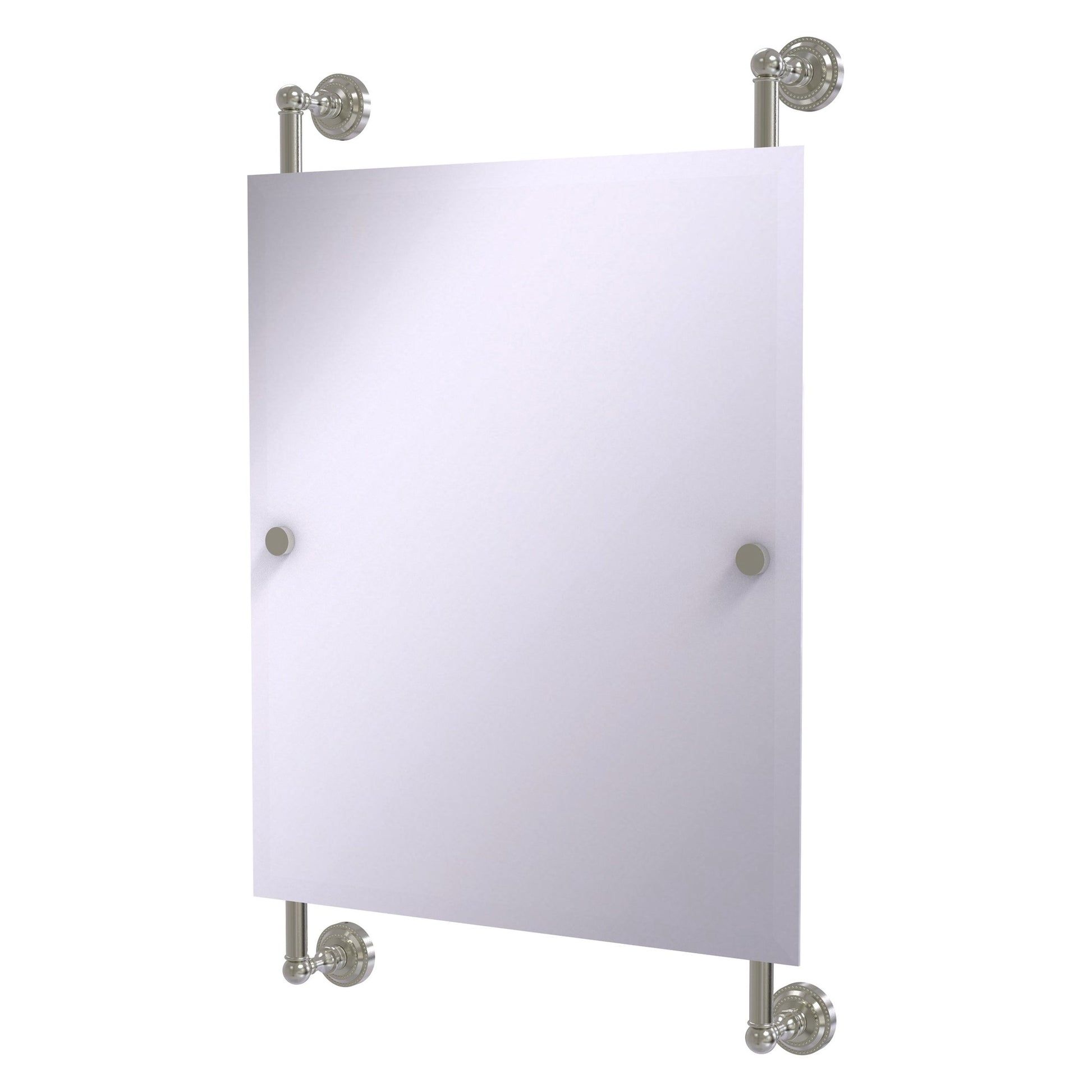 Allied Brass Dottingham 21" x 3.8" Satin Nickel Solid Brass Rectangular Frameless Rail Mounted Mirror