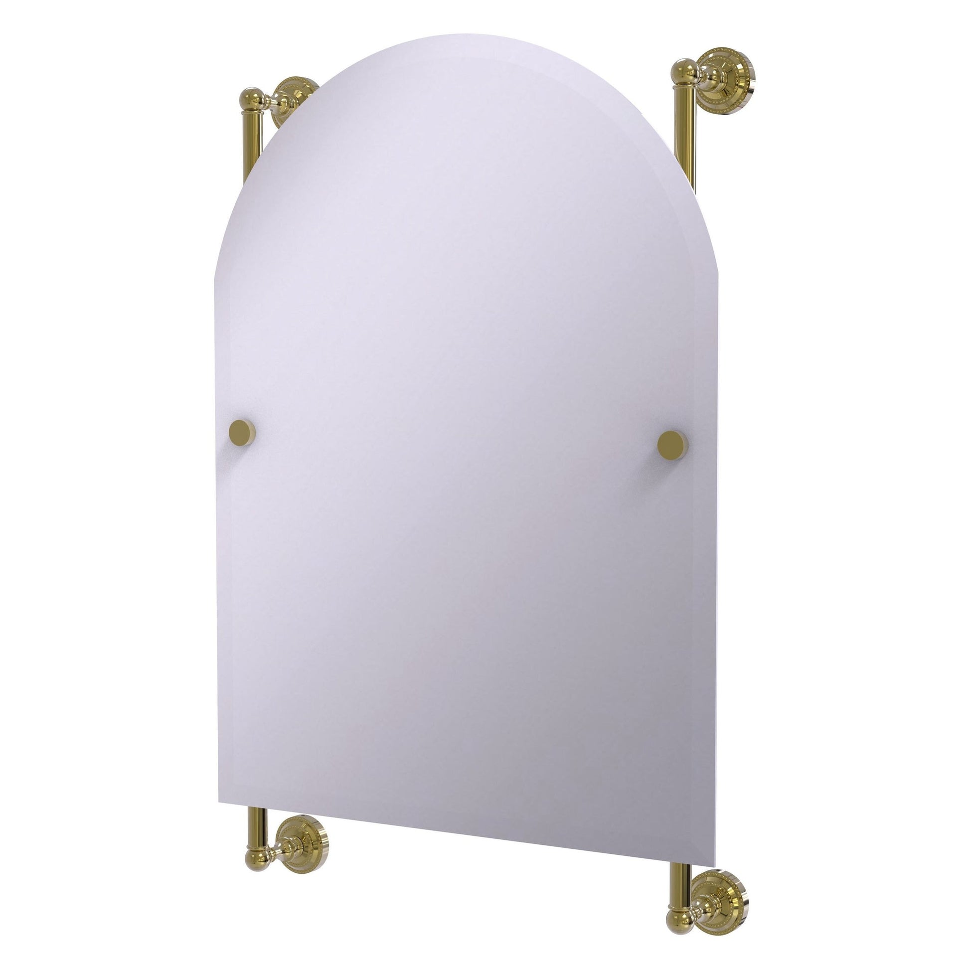 Allied Brass Dottingham 21" x 3.8" Unlacquered Brass Solid Brass Arched-Top Frameless Rail Mounted Mirror