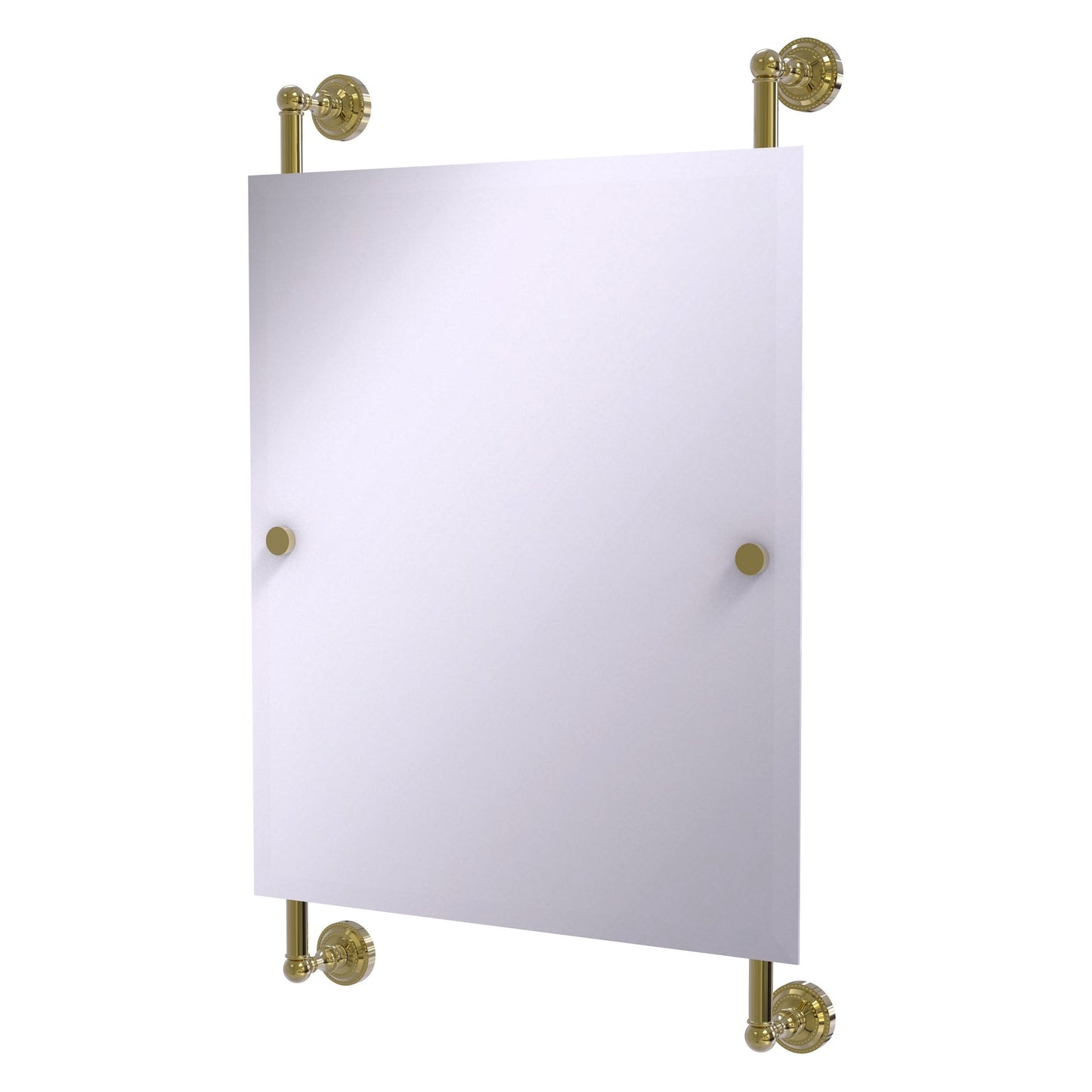Allied Brass Dottingham 21" x 3.8" Unlacquered Brass Solid Brass Rectangular Frameless Rail Mounted Mirror