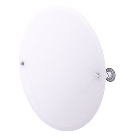 Allied Brass Dottingham 22" x 22" Matte White Solid Brass Frameless Round Tilt Mirror With Beveled Edge