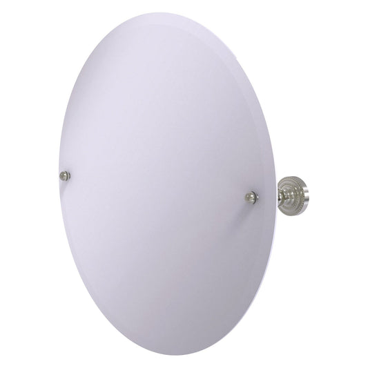 Allied Brass Dottingham 22" x 22" Satin Nickel Solid Brass Frameless Round Tilt Mirror With Beveled Edge