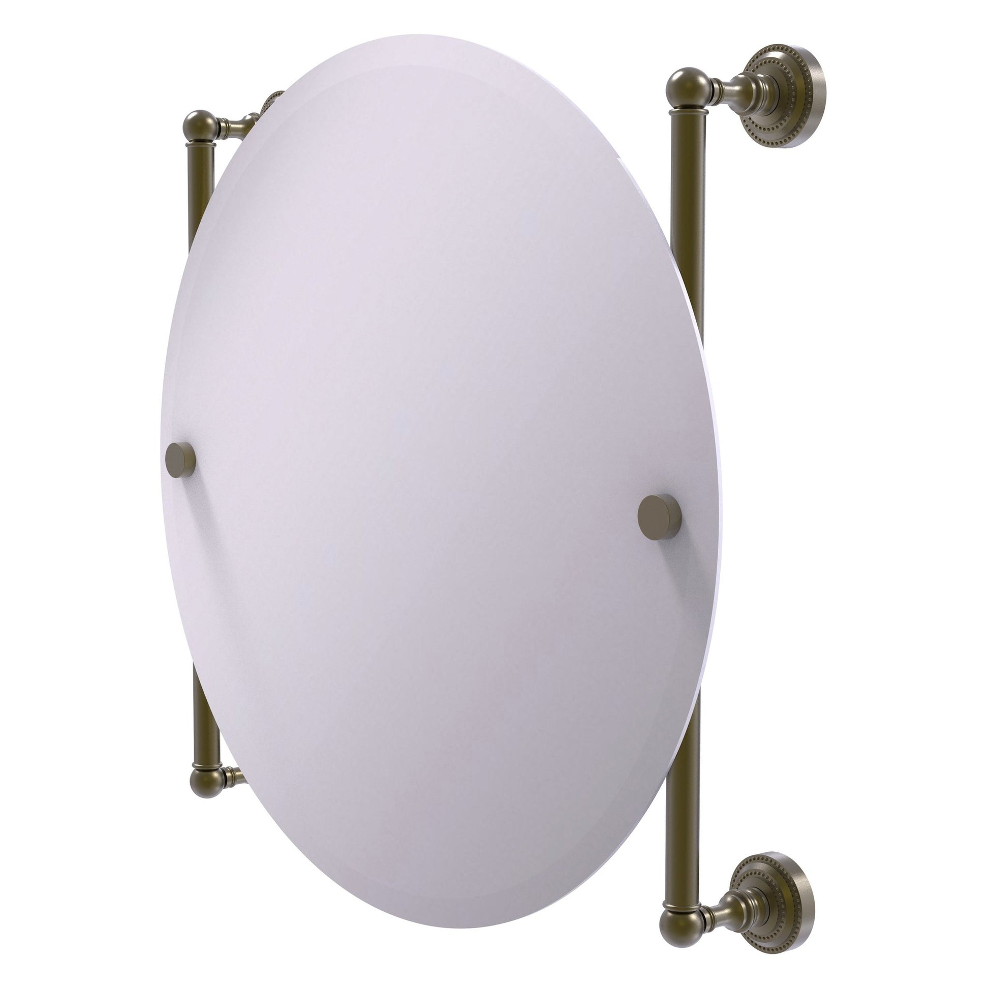 Allied Brass Dottingham 22" x 3.8" Antique Brass Solid Brass Round Frameless Rail Mounted Mirror