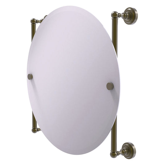 Allied Brass Dottingham 22" x 3.8" Antique Brass Solid Brass Round Frameless Rail Mounted Mirror