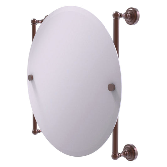 Allied Brass Dottingham 22" x 3.8" Antique Copper Solid Brass Round Frameless Rail Mounted Mirror