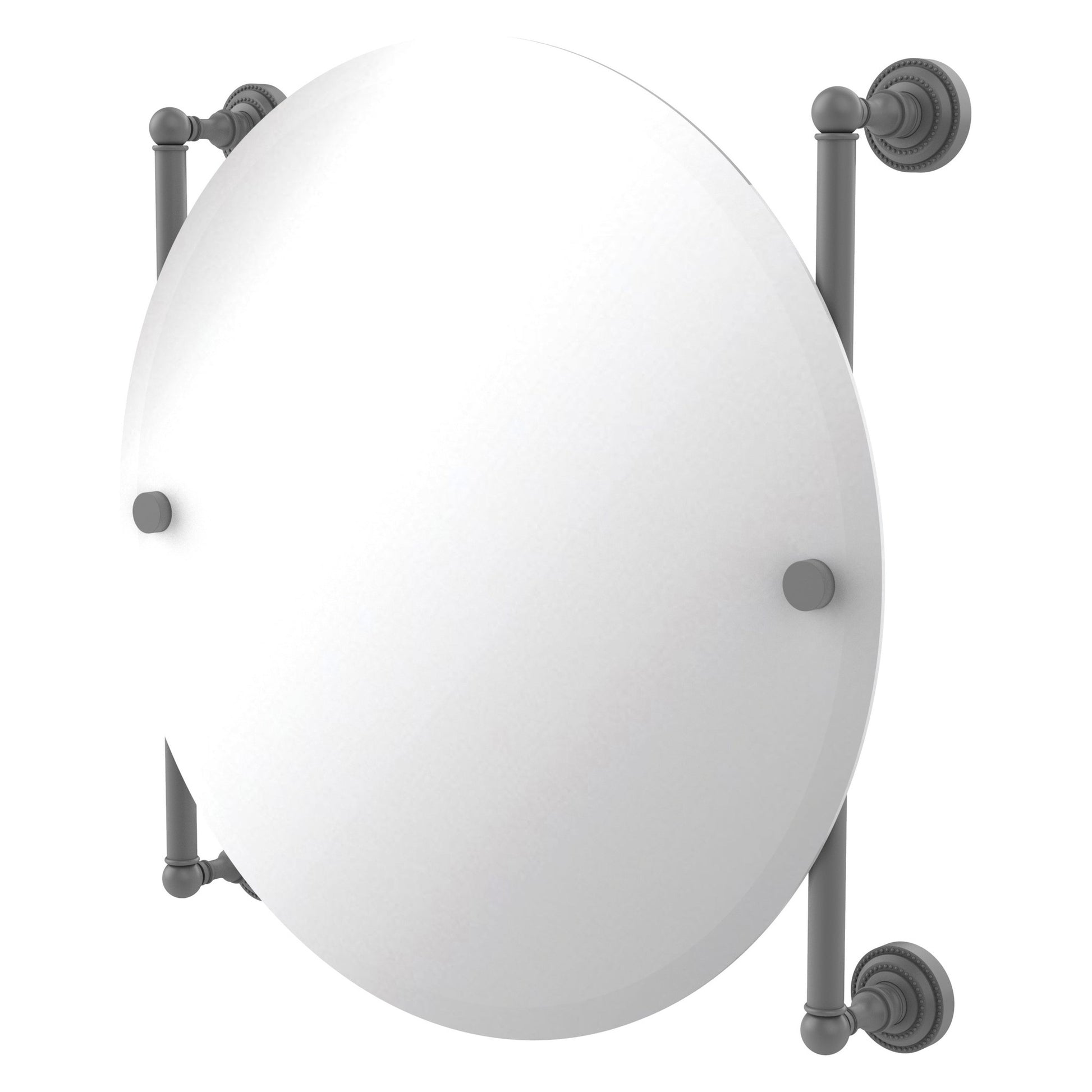 Allied Brass Dottingham 22" x 3.8" Matte Gray Solid Brass Round Frameless Rail Mounted Mirror