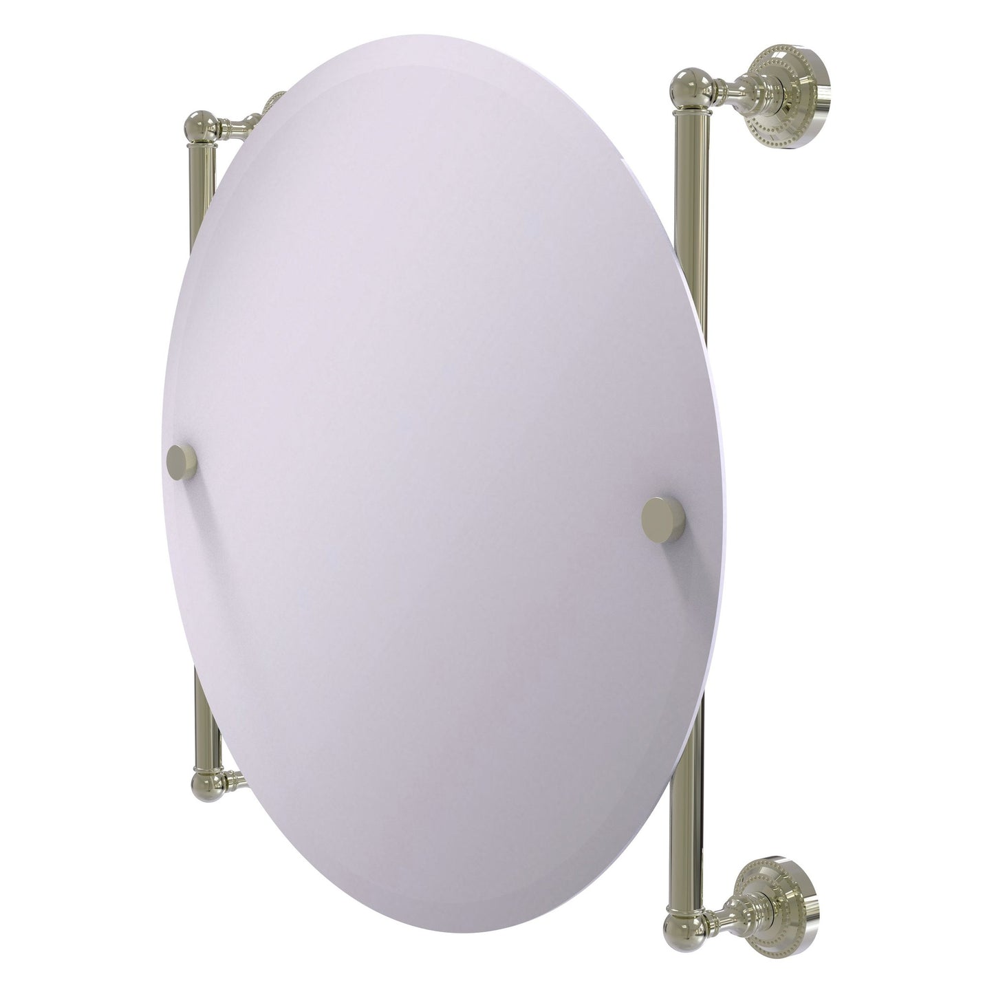 Allied Brass Dottingham 22" x 3.8" Polished Nickel Solid Brass Round Frameless Rail Mounted Mirror
