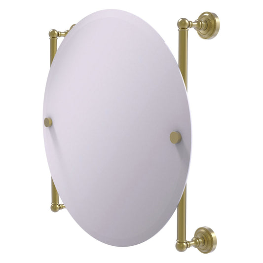 Allied Brass Dottingham 22" x 3.8" Satin Brass Solid Brass Round Frameless Rail Mounted Mirror