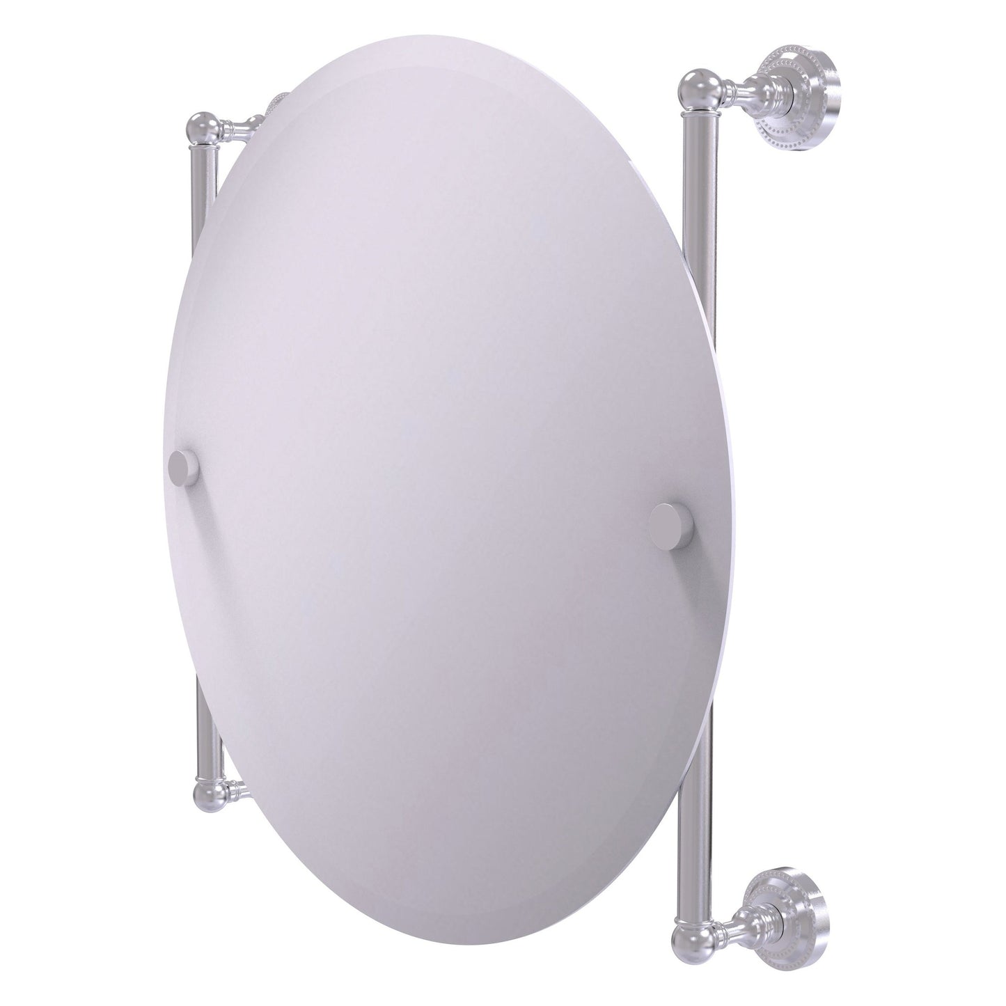 Allied Brass Dottingham 22" x 3.8" Satin Chrome Solid Brass Round Frameless Rail Mounted Mirror