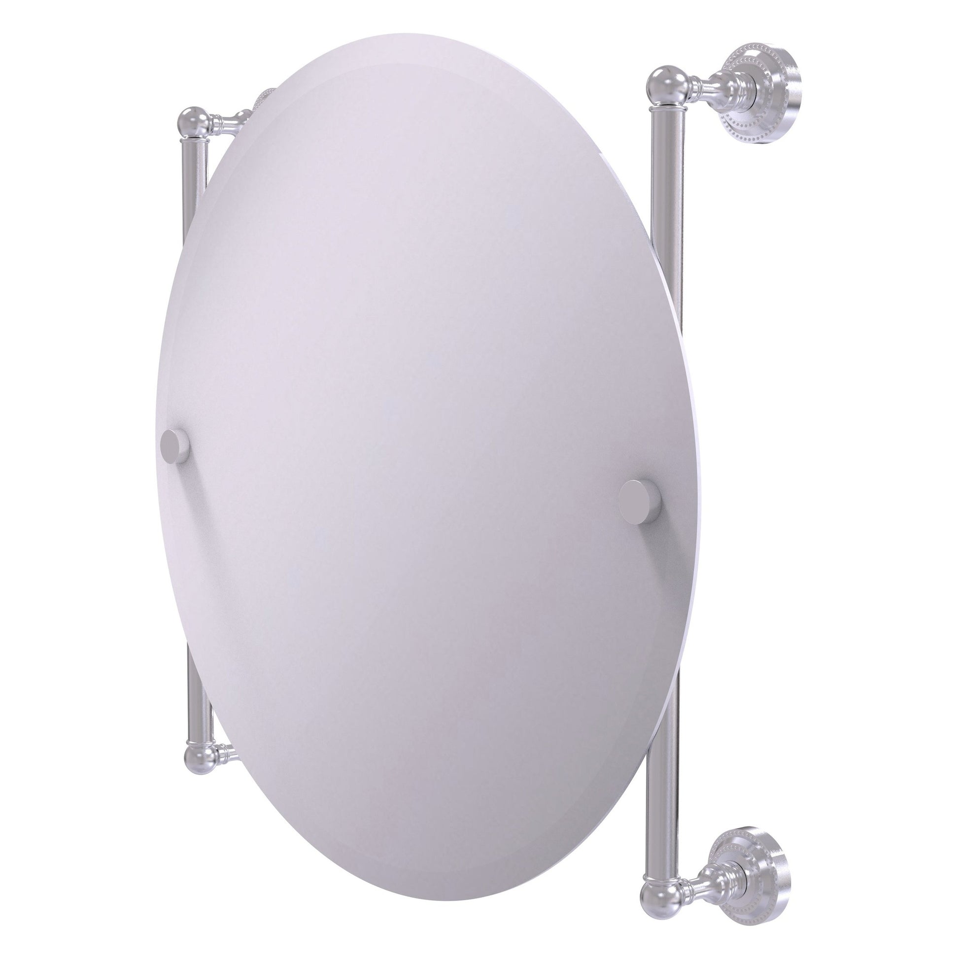 Allied Brass Dottingham 22" x 3.8" Satin Chrome Solid Brass Round Frameless Rail Mounted Mirror