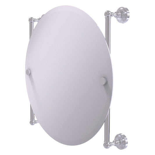 Allied Brass Dottingham 22" x 3.8" Satin Chrome Solid Brass Round Frameless Rail Mounted Mirror
