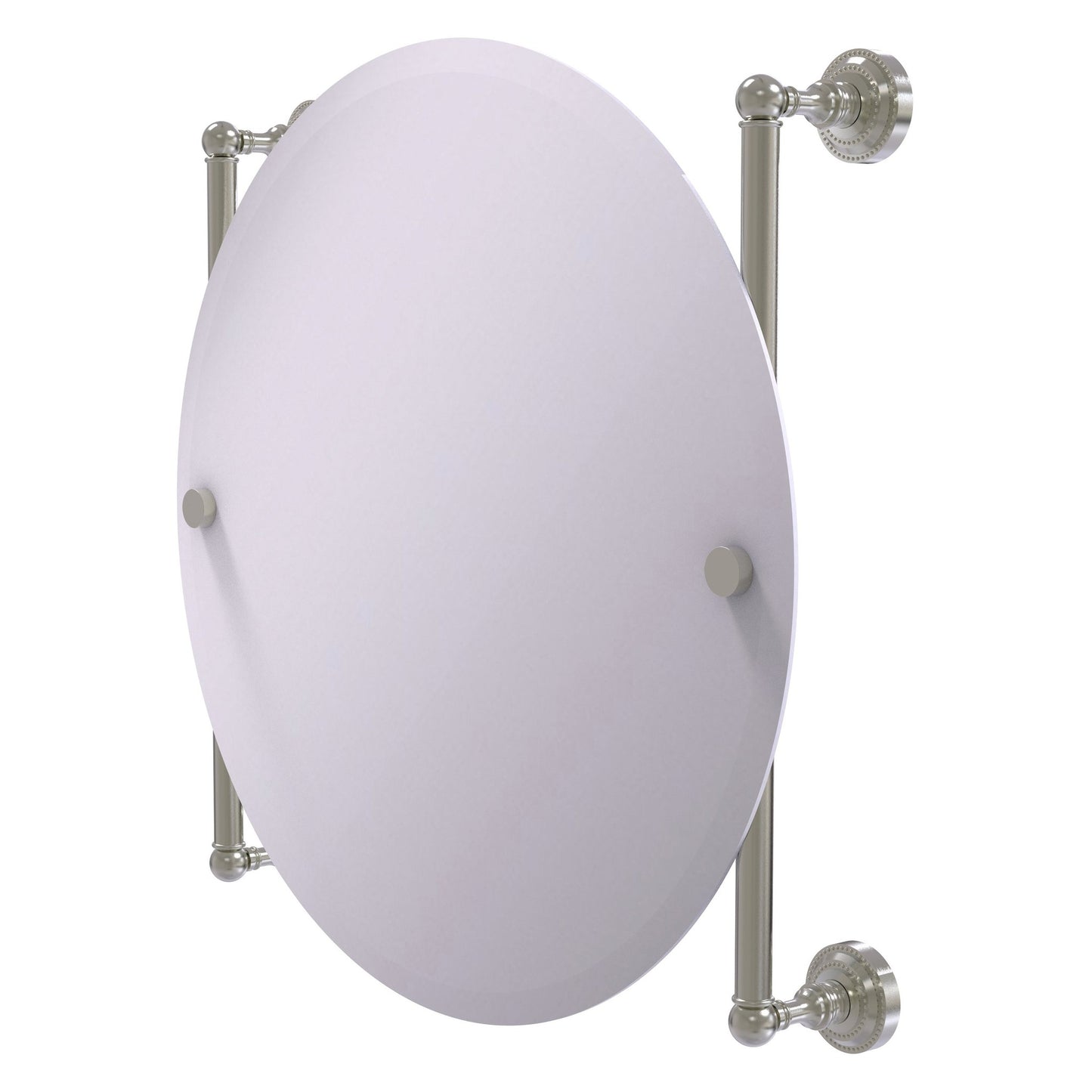 Allied Brass Dottingham 22" x 3.8" Satin Nickel Solid Brass Round Frameless Rail Mounted Mirror
