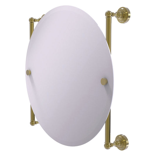 Allied Brass Dottingham 22" x 3.8" Unlacquered Brass Solid Brass Round Frameless Rail Mounted Mirror