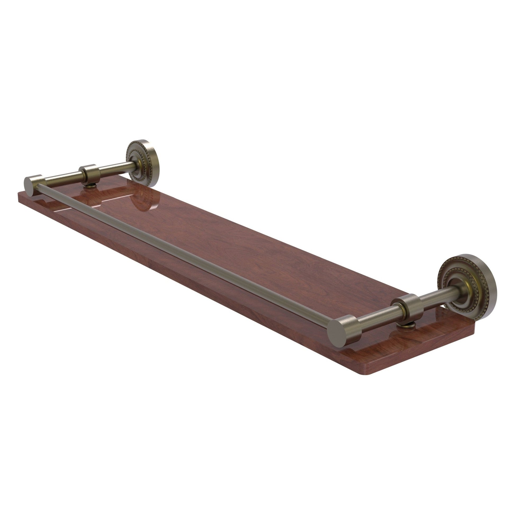 Allied Brass Dottingham 22" x 5" Antique Brass Solid Brass Solid IPE Ironwood Shelf With Gallery Rail