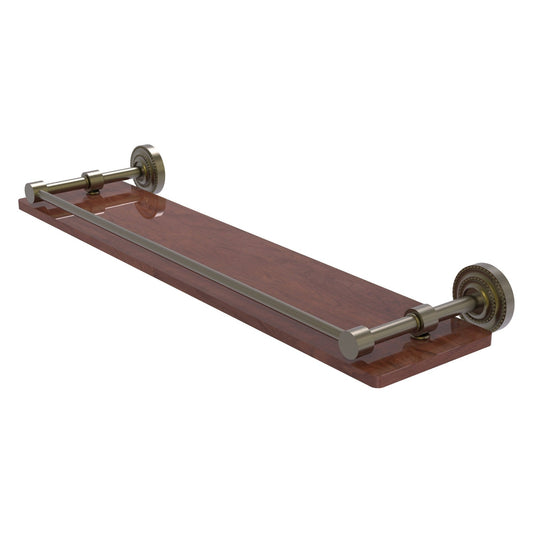 Allied Brass Dottingham 22" x 5" Antique Brass Solid Brass Solid IPE Ironwood Shelf With Gallery Rail