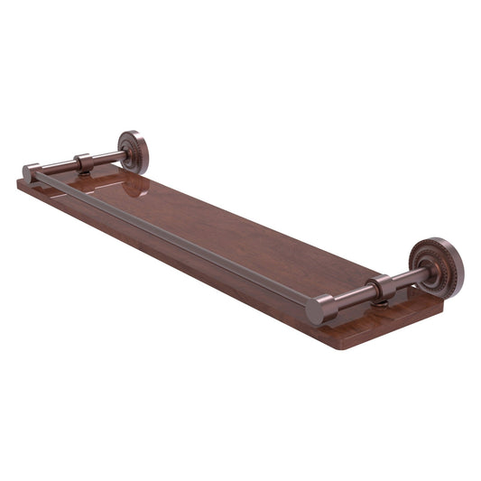 Allied Brass Dottingham 22" x 5" Antique Copper Solid Brass Solid IPE Ironwood Shelf With Gallery Rail