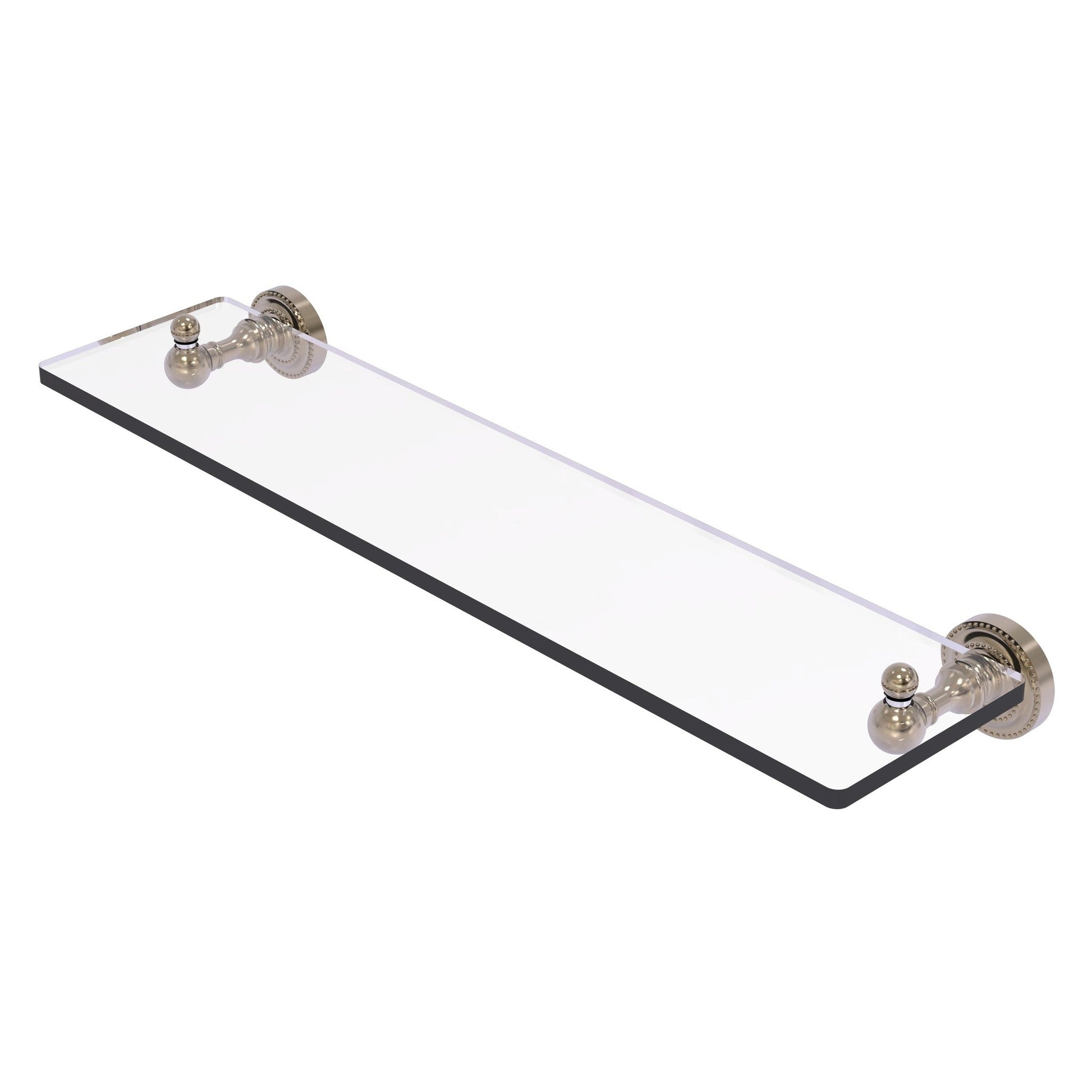 Allied Brass Dottingham 22" x 5" Antique Pewter Solid Brass Glass Vanity Shelf With Beveled Edges