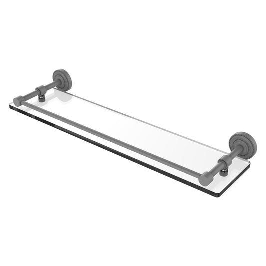 Allied Brass Dottingham 22" x 5" Matte Gray Solid Brass Glass Shelf With Gallery Rail