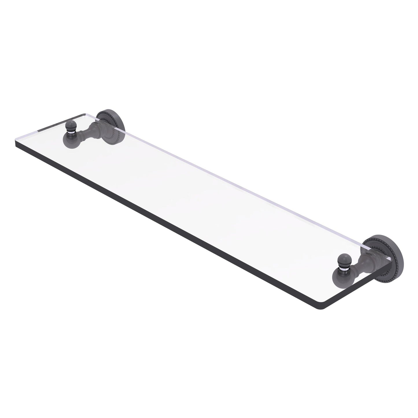 Allied Brass Dottingham 22" x 5" Matte Gray Solid Brass Glass Vanity Shelf With Beveled Edges