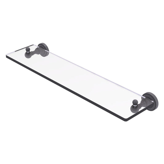 Allied Brass Dottingham 22" x 5" Matte Gray Solid Brass Glass Vanity Shelf With Beveled Edges