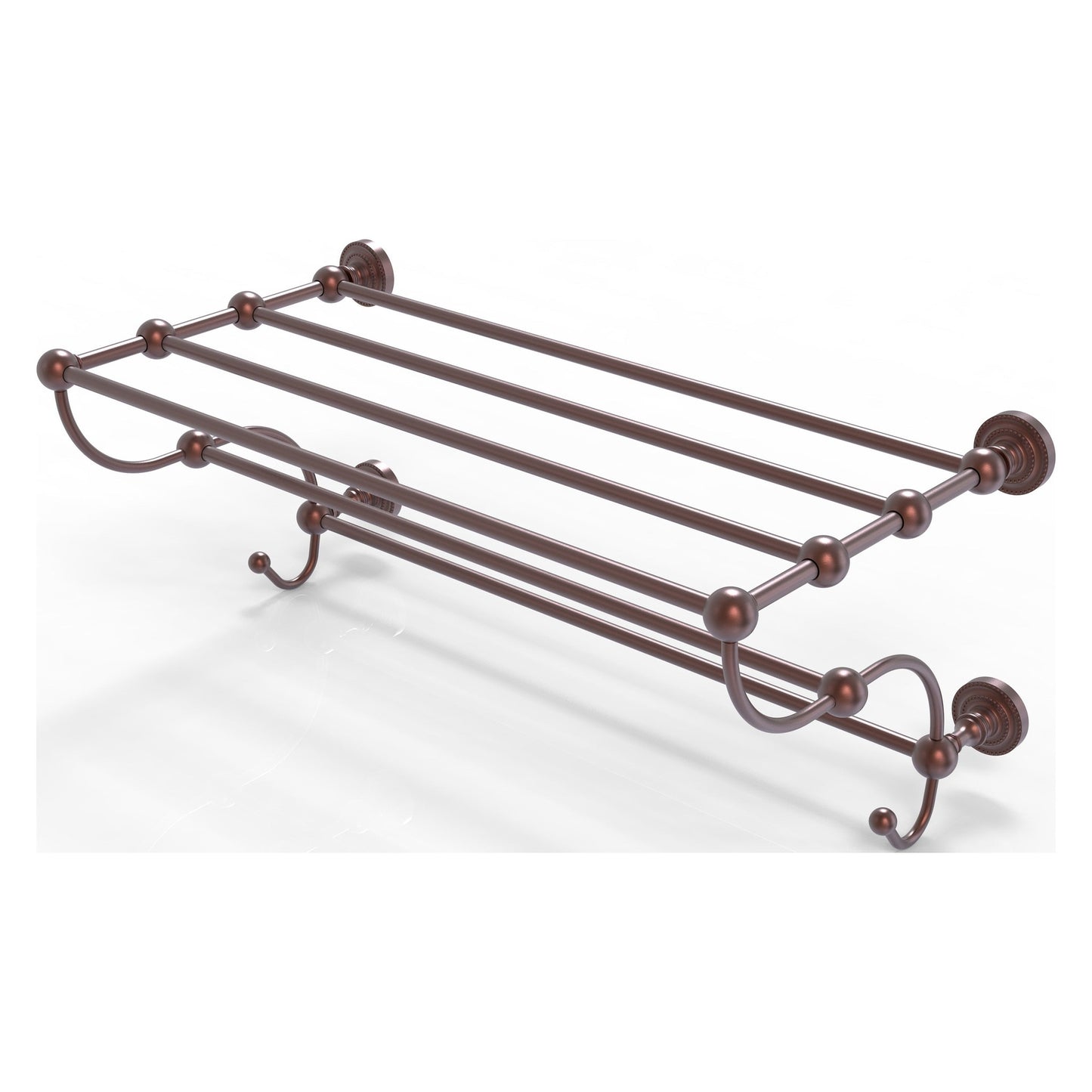 Allied Brass Dottingham 24" x 14" Antique Copper Solid Brass Train Rack Towel Shelf
