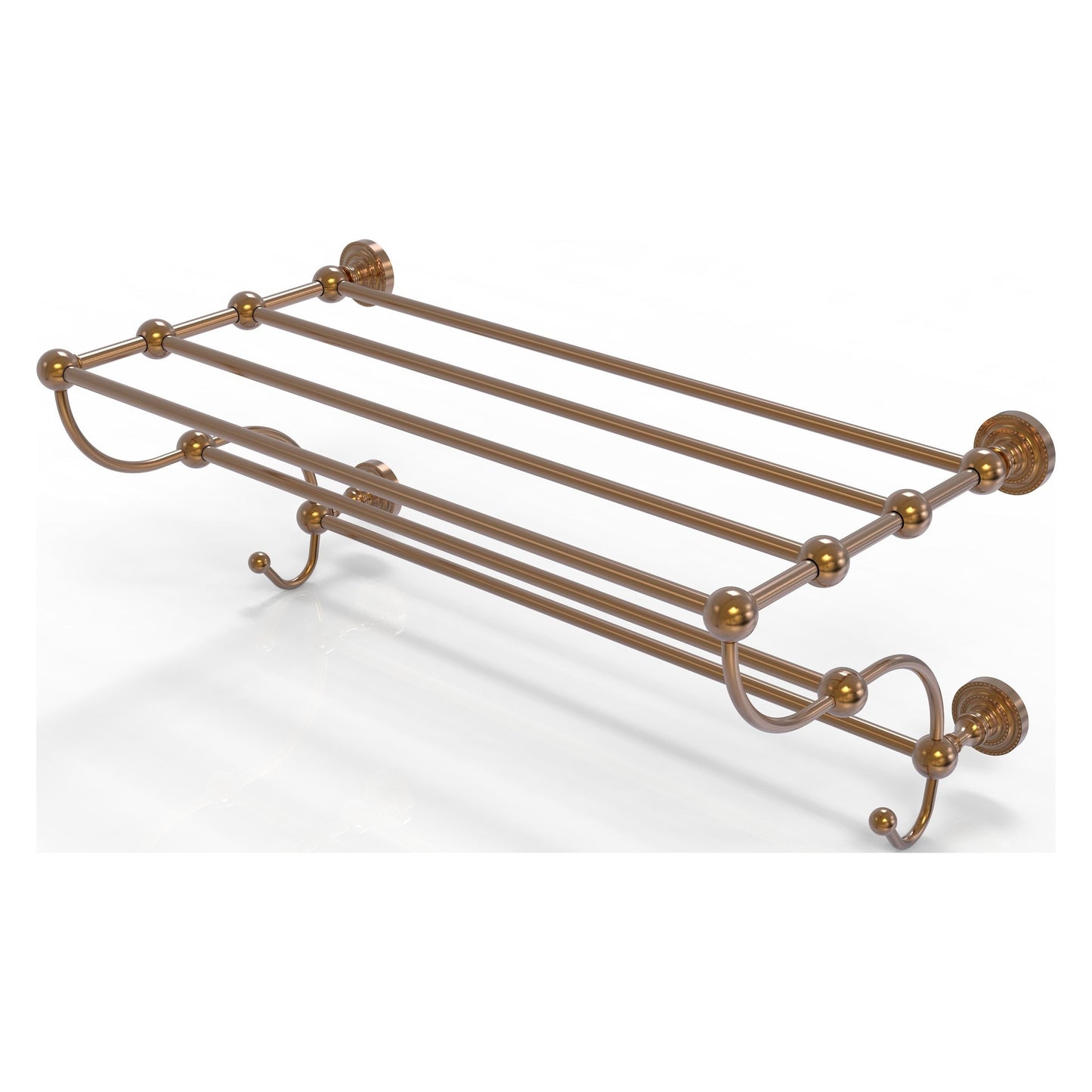 Allied Brass Dottingham 24" x 14" Brushed Bronze Solid Brass Train Rack Towel Shelf