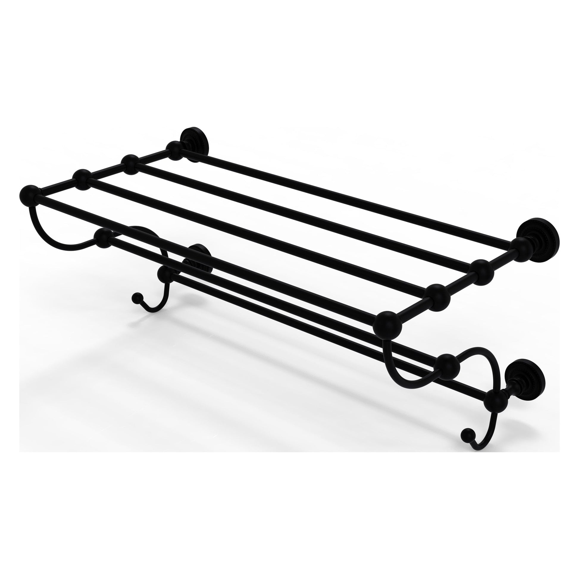 Allied Brass Dottingham 24" x 14" Matte Black Solid Brass Train Rack Towel Shelf