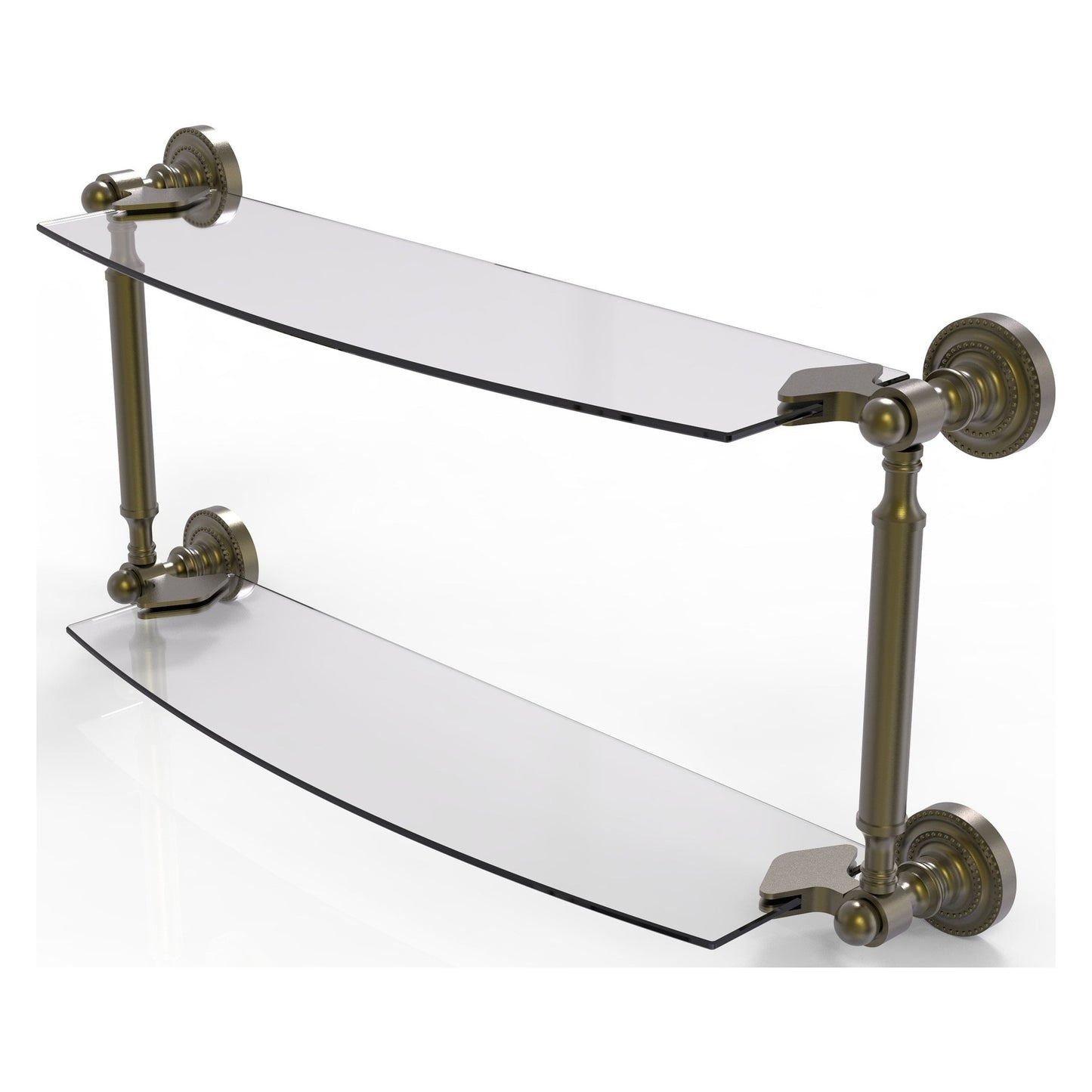 Allied Brass Dottingham 24" x 5" Antique Brass Solid Brass Two-Tiered Glass Shelf