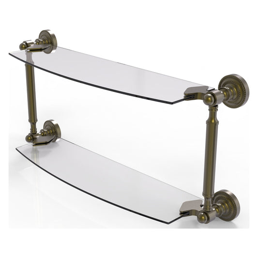 Allied Brass Dottingham 24" x 5" Antique Brass Solid Brass Two-Tiered Glass Shelf