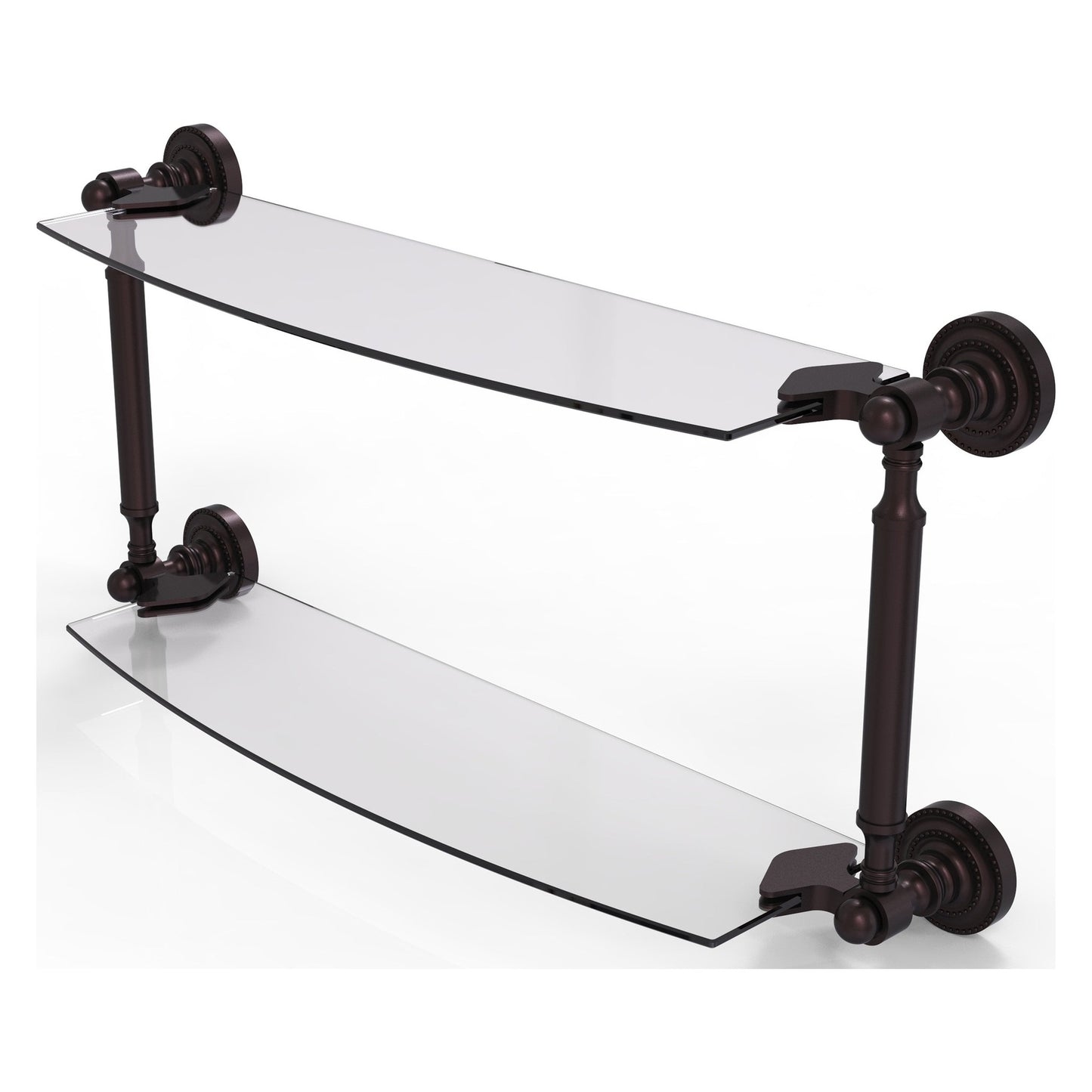 Allied Brass Dottingham 24" x 5" Antique Bronze Solid Brass Two-Tiered Glass Shelf