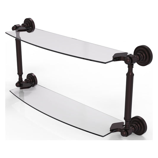 Allied Brass Dottingham 24" x 5" Antique Bronze Solid Brass Two-Tiered Glass Shelf